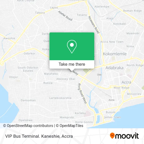 VIP Bus Terminal. Kaneshie map