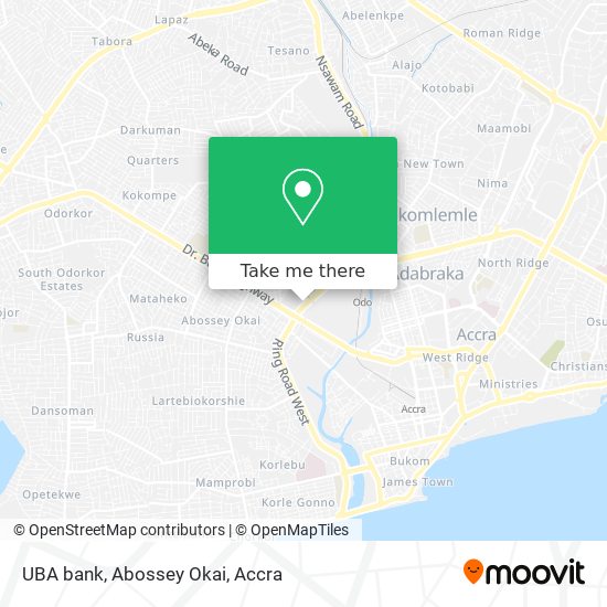 UBA bank, Abossey Okai map