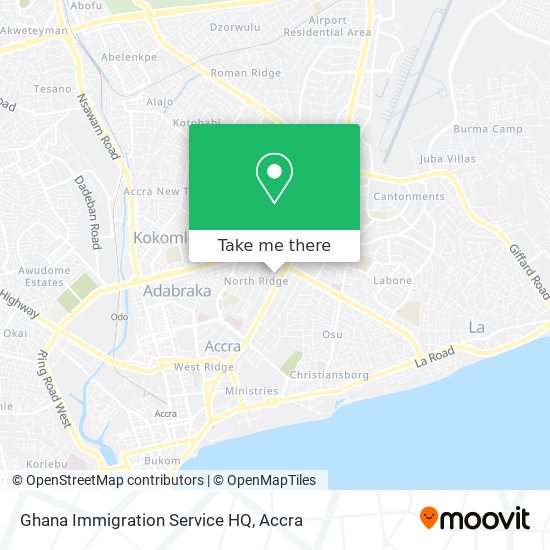 Ghana Immigration Service HQ map