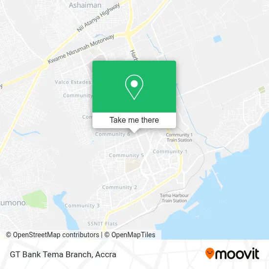 GT Bank Tema Branch map