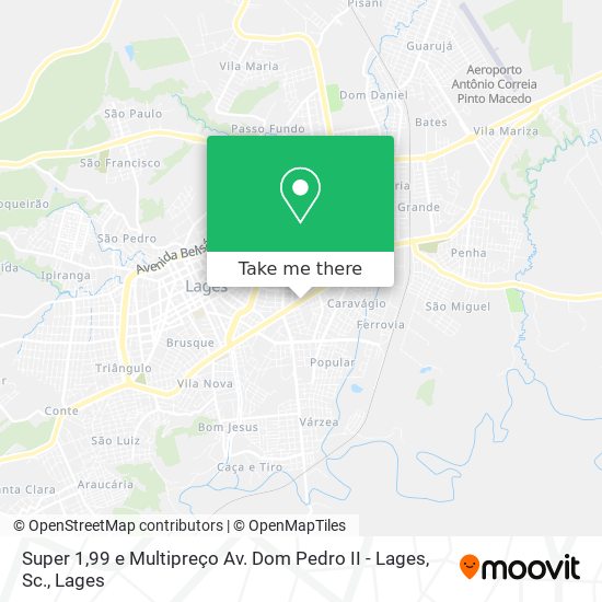 Mapa Super 1,99 e Multipreço Av. Dom Pedro II - Lages, Sc.