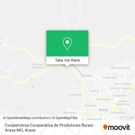 Mapa Coopercitrus Cooperativa de Produtores Rurais - Araxa MG