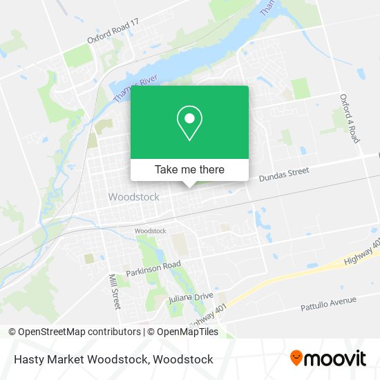 Hasty Market Woodstock map
