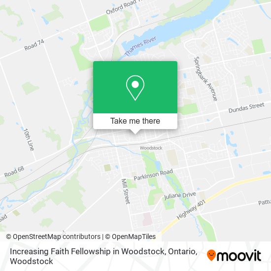 Increasing Faith Fellowship in Woodstock, Ontario map