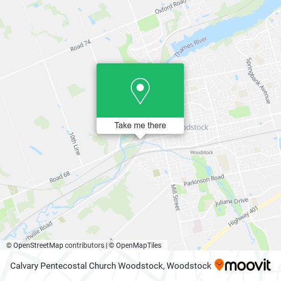 Calvary Pentecostal Church Woodstock map