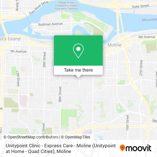 Mapa de Unitypoint Clinic - Express Care - Moline (Unitypoint at Home - Quad Cities)