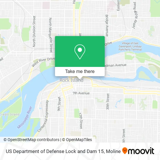 US Department of Defense Lock and Dam 15 map