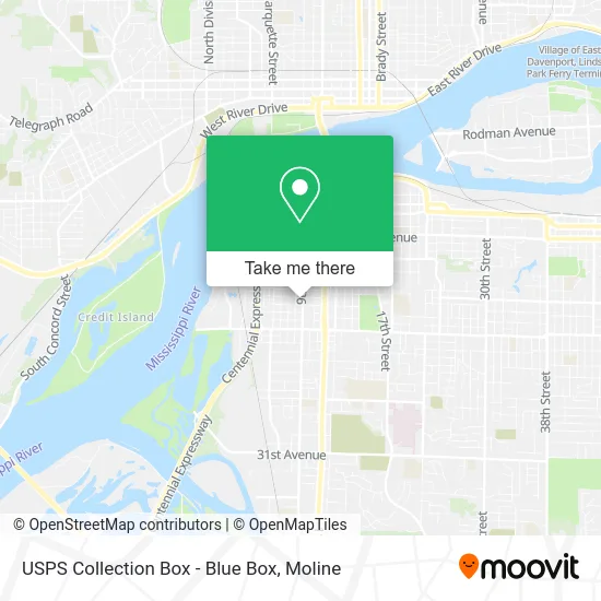 USPS Collection Box - Blue Box map