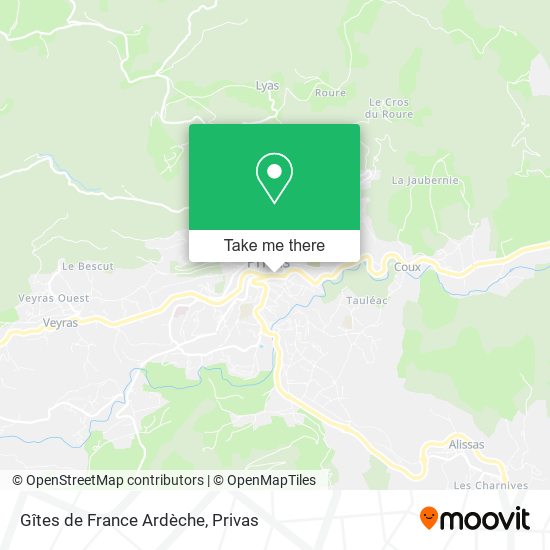 Mapa Gîtes de France Ardèche