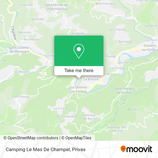 Camping Le Mas De Champel map