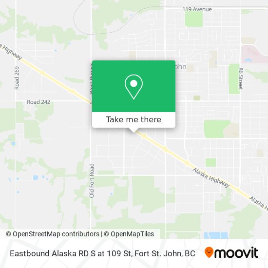 Eastbound Alaska RD S at 109 St map