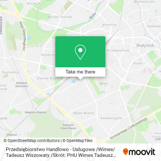 Карта Przedsiębiorstwo Handlowo - Usługowe /Wimex/ Tadeusz Wiszowaty /Skrót: PHU Wimex Tadeusz Wiszowaty