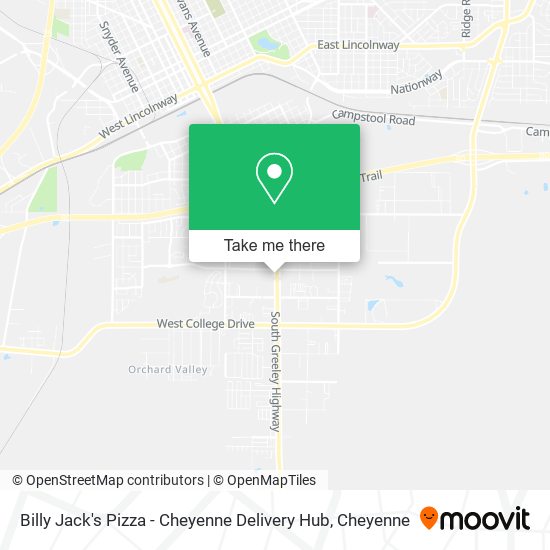 Billy Jack's Pizza - Cheyenne Delivery Hub map