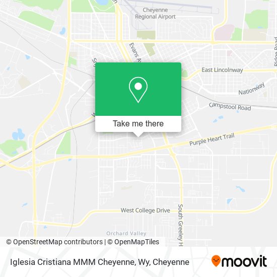 Iglesia Cristiana MMM Cheyenne, Wy map