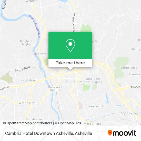 Cambria Hotel Downtown Asheville map
