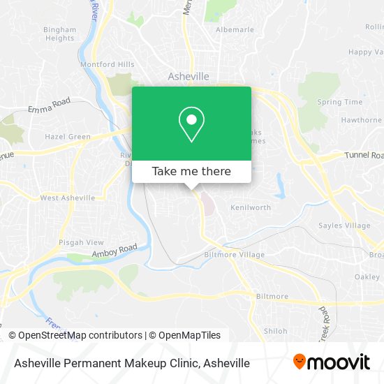 Mapa de Asheville Permanent Makeup Clinic