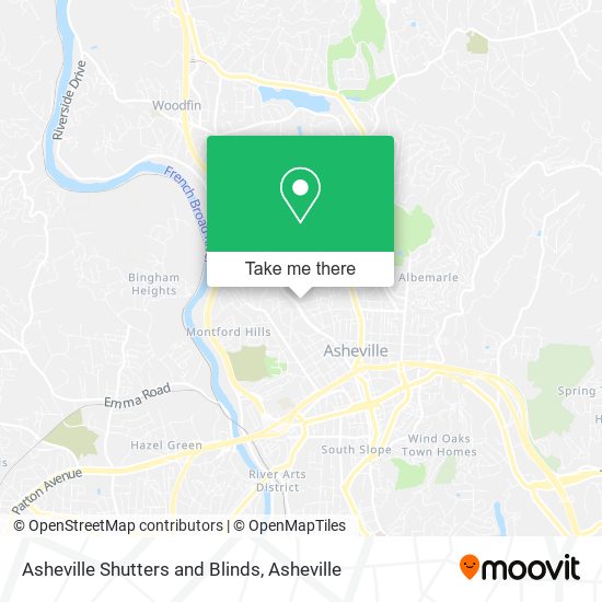Asheville Shutters and Blinds map
