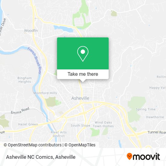 Asheville NC Comics map