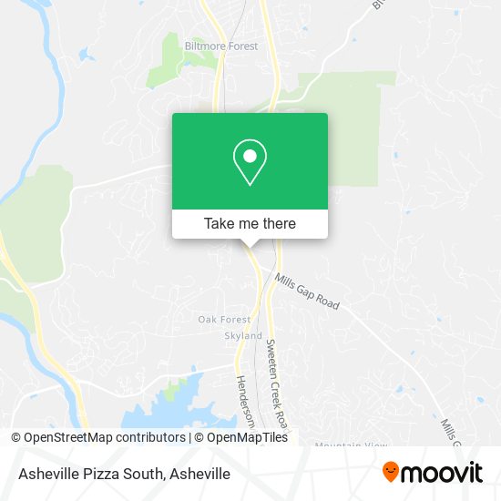 Asheville Pizza South map