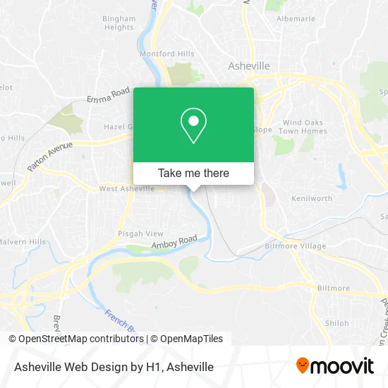 Asheville Web Design by H1 map