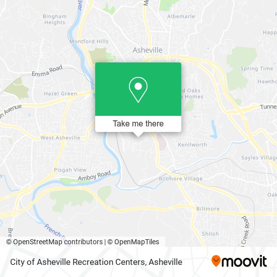 City of Asheville Recreation Centers map