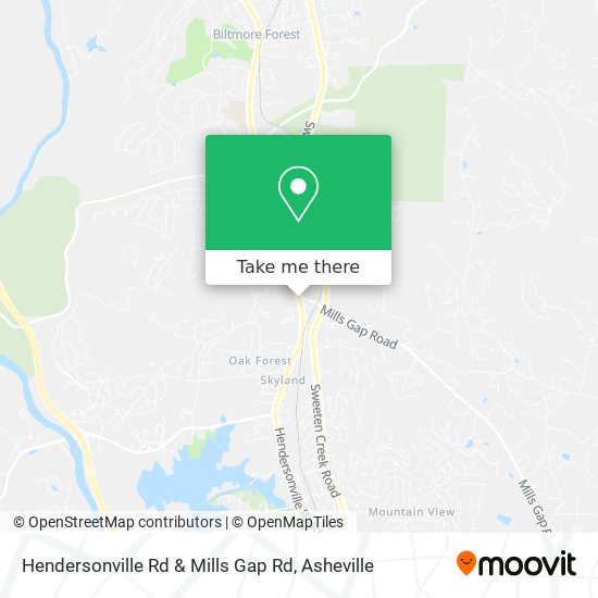 Hendersonville Rd & Mills Gap Rd map