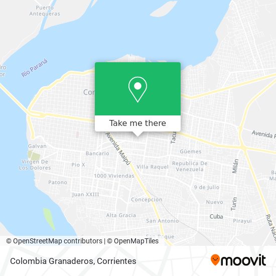 Colombia Granaderos map