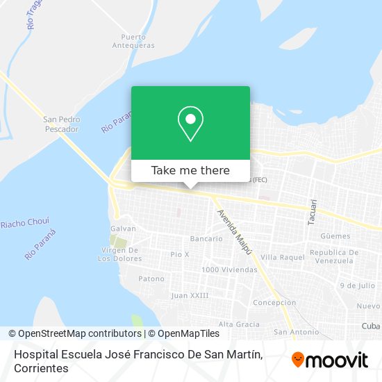 Mapa de Hospital Escuela José Francisco De San Martín