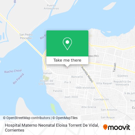 Mapa de Hospital Materno Neonatal Eloisa Torrent De Vidal