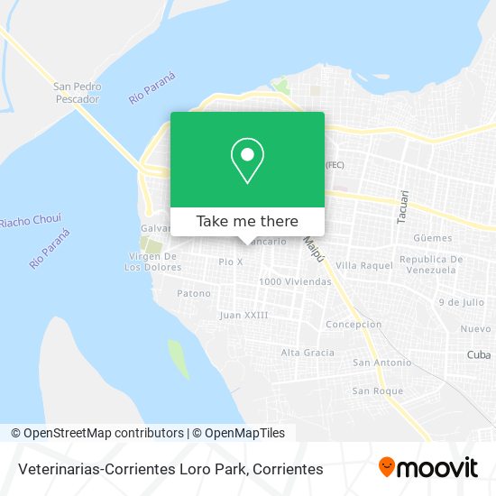 Mapa de Veterinarias-Corrientes Loro Park