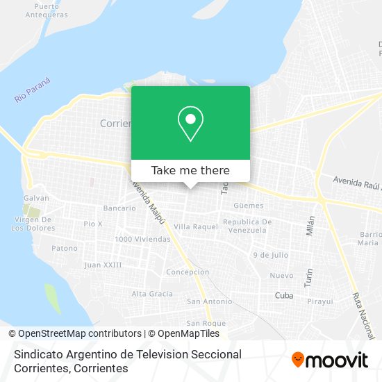 Sindicato Argentino de Television Seccional Corrientes map
