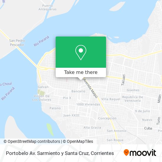 Portobelo Av. Sarmiento y Santa Cruz map