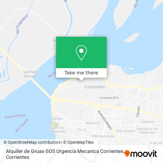 Mapa de Alquiler de Gruas-SOS Urgencia Mecanica Corrientes