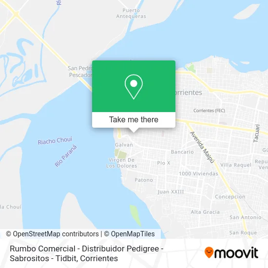 Rumbo Comercial - Distribuidor Pedigree - Sabrositos - Tidbit map