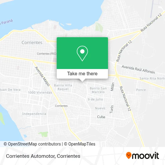 Corrientes Automotor map