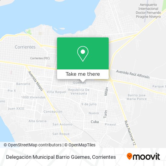 Mapa de Delegación Municipal Barrio Güemes