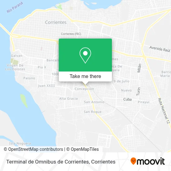 Terminal de Omnibus de Corrientes map