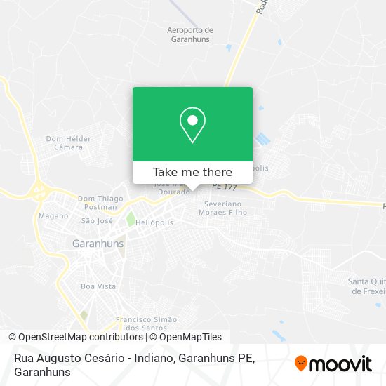 Rua Augusto Cesário - Indiano, Garanhuns PE map