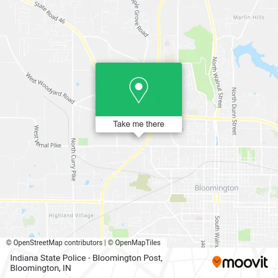 Indiana State Police - Bloomington Post map