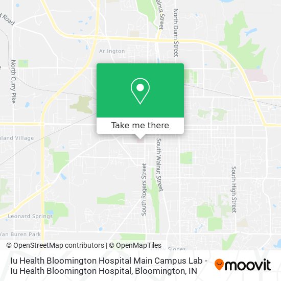 Iu Health Bloomington Hospital Main Campus Lab - Iu Health Bloomington Hospital map