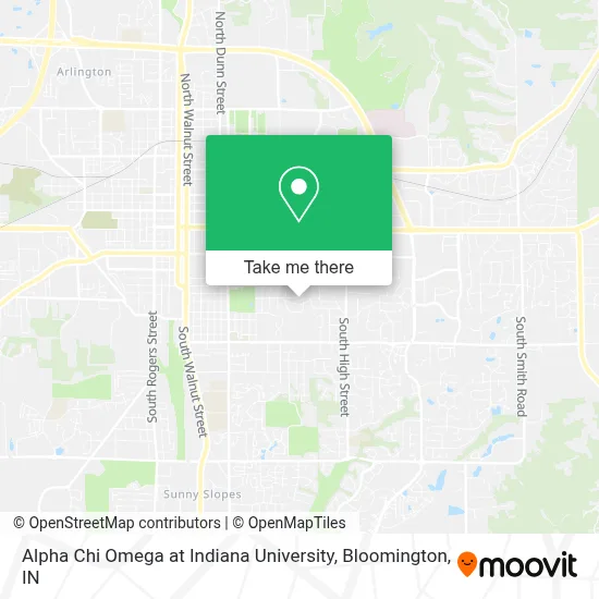 Alpha Chi Omega at Indiana University map