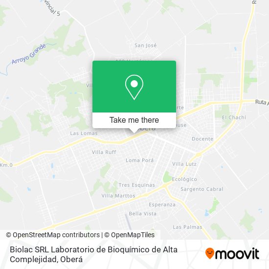 Mapa de Biolac SRL Laboratorio de Bioquímico de Alta Complejidad