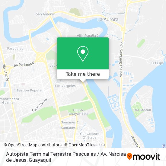 Autopista Terminal Terrestre Pascuales / Av. Narcisa de Jesus map