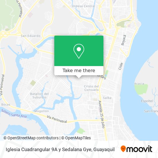 Mapa de Iglesia Cuadrangular 9A y Sedalana Gye