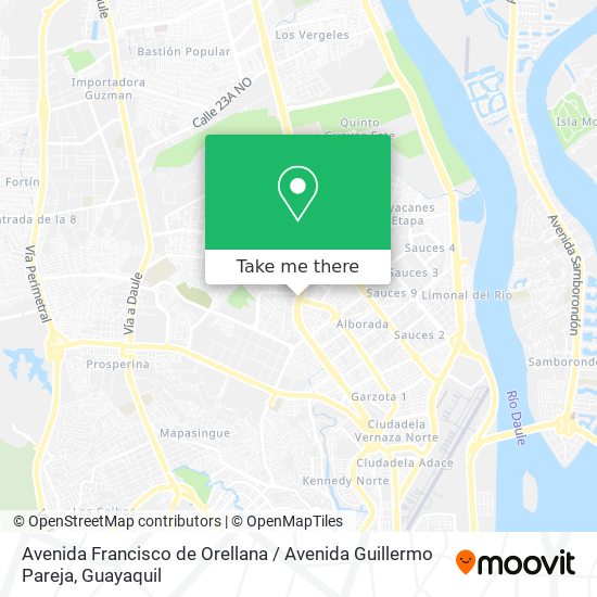 Mapa de Avenida Francisco de Orellana / Avenida Guillermo Pareja
