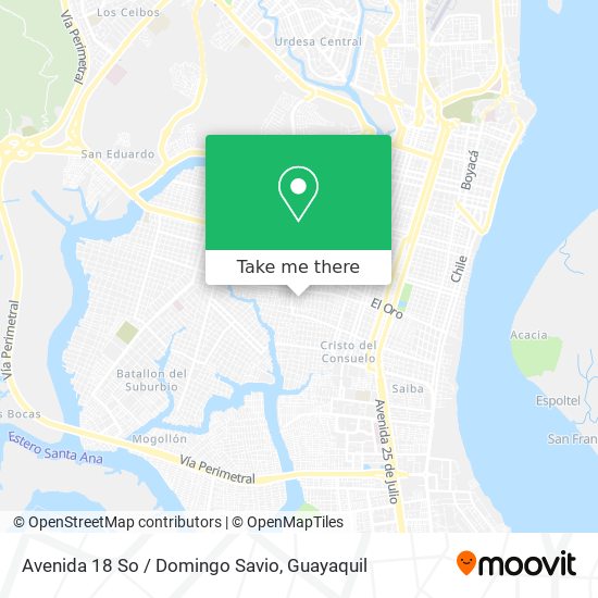 Avenida 18 So / Domingo Savio map