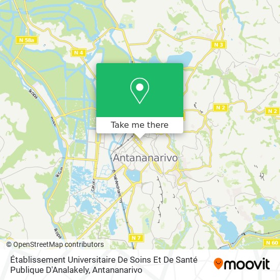 Établissement Universitaire De Soins Et De Santé Publique D'Analakely map