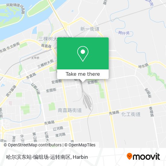 哈尔滨东站-编组场-运转南区 map
