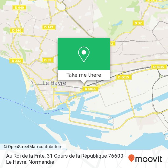 Mapa Au Roi de la Frite, 31 Cours de la République 76600 Le Havre