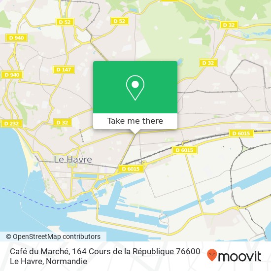 Mapa Café du Marché, 164 Cours de la République 76600 Le Havre